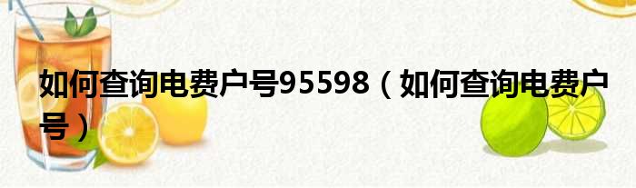 如何查询电费户号95598（如何查询电费户号）