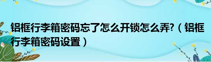 铝框行李箱密码忘了怎么开锁怎么弄 （铝框行李箱密码设置）