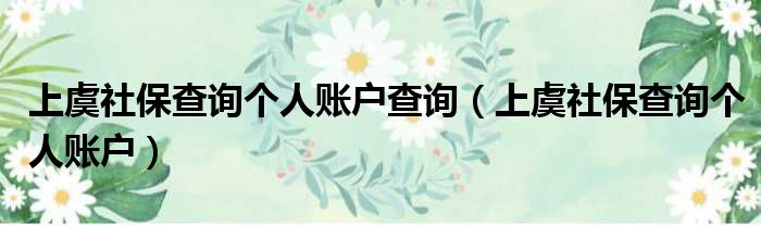 上虞社保查询个人账户查询（上虞社保查询个人账户）