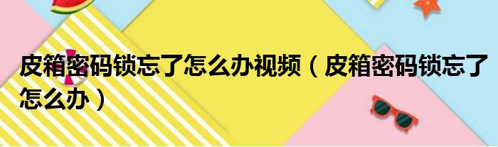 皮箱密码锁忘了怎么办视频（皮箱密码锁忘了怎么办）