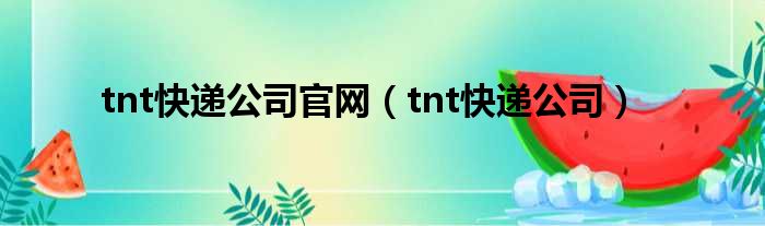 tnt快递公司官网（tnt快递公司）