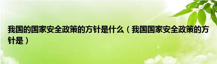 我国的国家安全政策的方针是什么（我国国家安全政策的方针是）