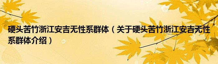  硬头苦竹浙江安吉无性系群体（关于硬头苦竹浙江安吉无性系群体介绍）