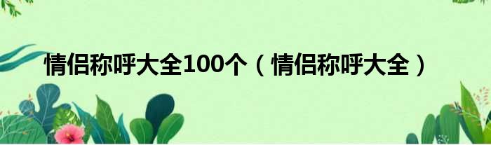 情侣称呼大全100个（情侣称呼大全）