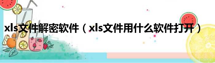 xls文件解密软件（xls文件用什么软件打开）