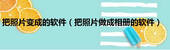 把照片变成的软件（把照片做成相册的软件）