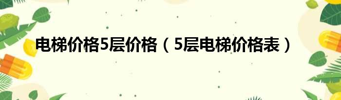 电梯价格5层价格（5层电梯价格表）