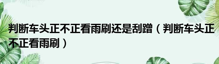 判断车头正不正看雨刷还是刮蹭（判断车头正不正看雨刷）