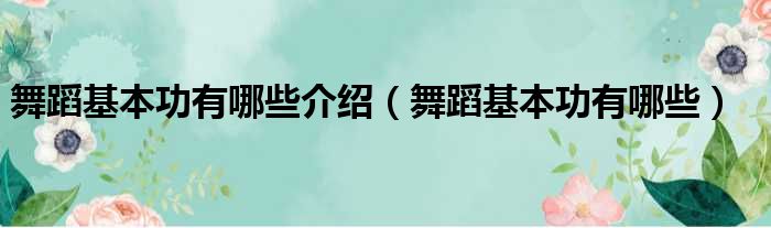 舞蹈基本功有哪些介绍（舞蹈基本功有哪些）