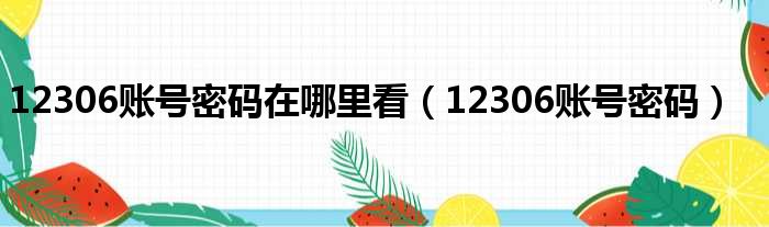 12306账号密码在哪里看（12306账号密码）