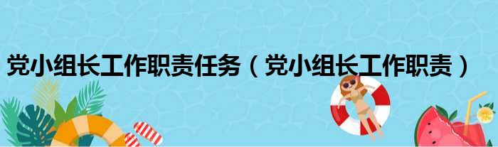 党小组长工作职责任务（党小组长工作职责）