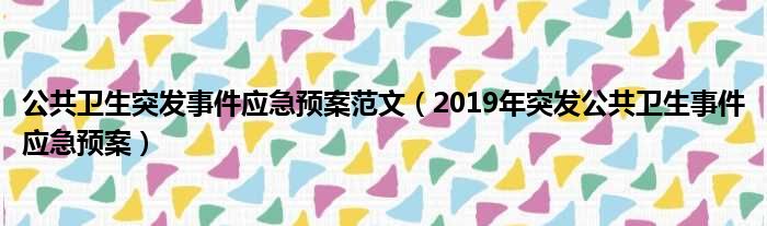 公共卫生突发事件应急预案范文（2019年突发公共卫生事件应急预案）