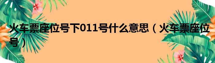 火车票座位号下011号什么意思（火车票座位号）