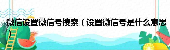 微信设置微信号搜索（设置微信号是什么意思）