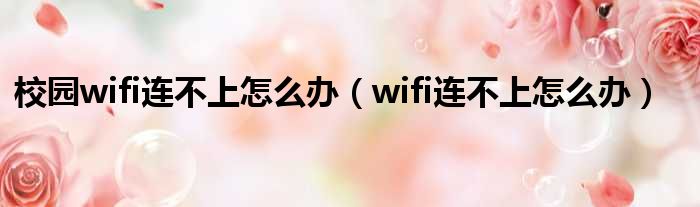 校园wifi连不上怎么办（wifi连不上怎么办）