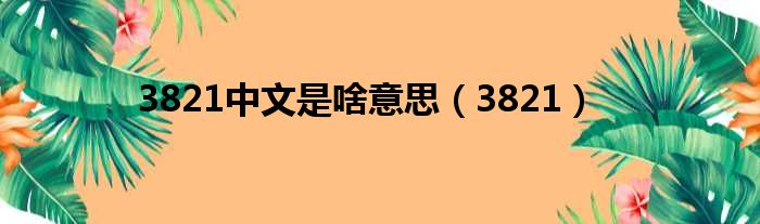3821中文是啥意思（3821）