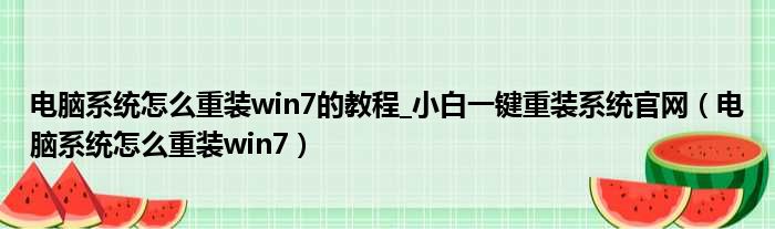 电脑系统怎么重装win7的教程 小白一键重装系统官网（电脑系统怎么重装win7）