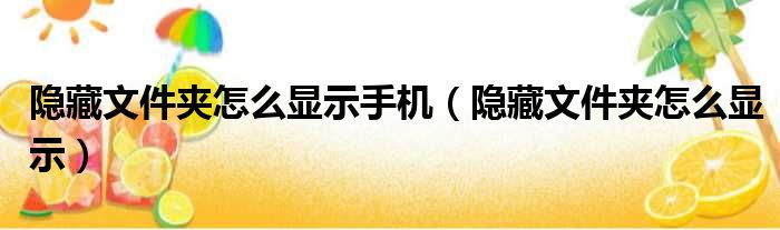 隐藏文件夹怎么显示手机（隐藏文件夹怎么显示）