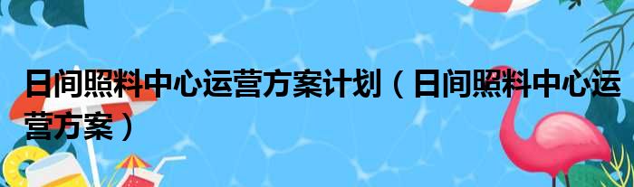 日间照料中心运营方案计划（日间照料中心运营方案）