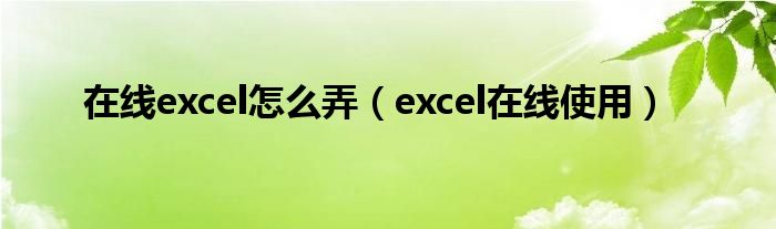 在线excel怎么弄（excel在线使用）