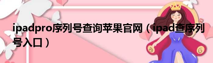 ipadpro序列号查询苹果官网（ipad查序列号入口）