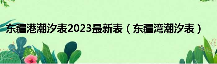 东疆港潮汐表2023最新表（东疆湾潮汐表）