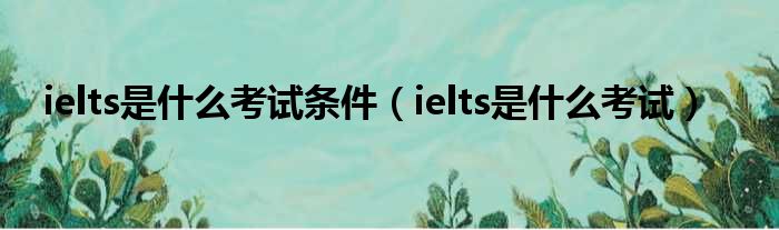 ielts是什么考试条件（ielts是什么考试）