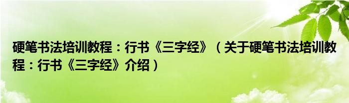  硬笔书法培训教程：行书《三字经》（关于硬笔书法培训教程：行书《三字经》介绍）