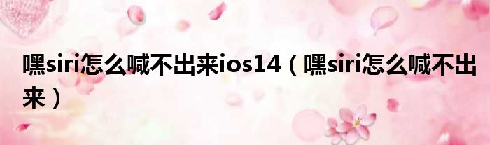 嘿siri怎么喊不出来ios14（嘿siri怎么喊不出来）