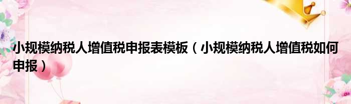 小规模纳税人增值税申报表模板（小规模纳税人增值税如何申报）