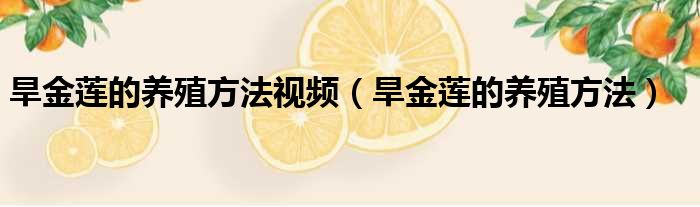 旱金莲的养殖方法视频（旱金莲的养殖方法）