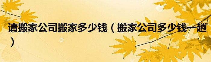 请搬家公司搬家多少钱（搬家公司多少钱一趟）