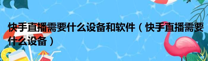 快手直播需要什么设备和软件（快手直播需要什么设备）