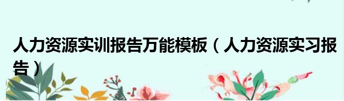 人力资源实训报告万能模板（人力资源实习报告）