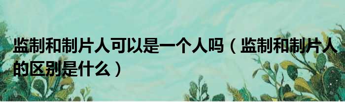 监制和制片人可以是一个人吗（监制和制片人的区别是什么）