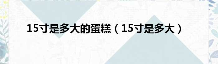 15寸是多大的蛋糕（15寸是多大）