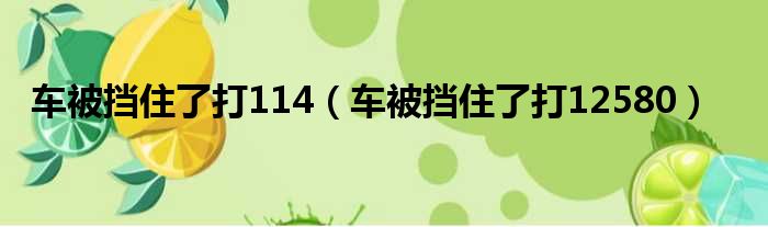 车被挡住了打114（车被挡住了打12580）