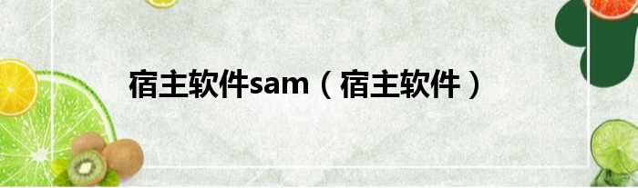 宿主软件sam（宿主软件）