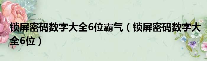 锁屏密码数字大全6位霸气（锁屏密码数字大全6位）