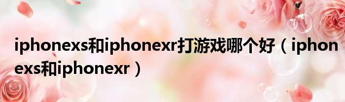 iphonexs和iphonexr打游戏哪个好（iphonexs和iphonexr）