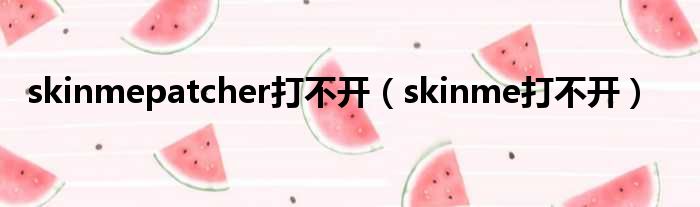 skinmepatcher打不开（skinme打不开）