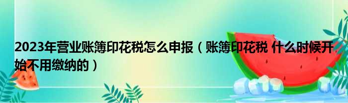 2023年营业账簿印花税怎么申报（账簿印花税 什么时候开始不用缴纳的）