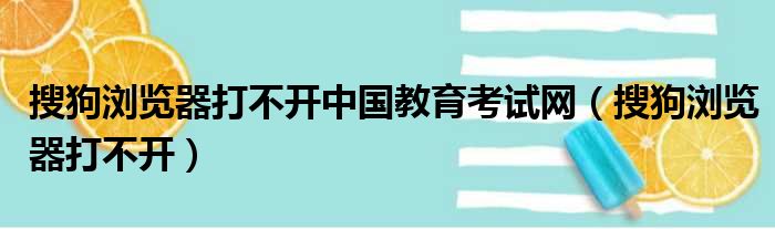 搜狗浏览器打不开中国教育考试网（搜狗浏览器打不开）