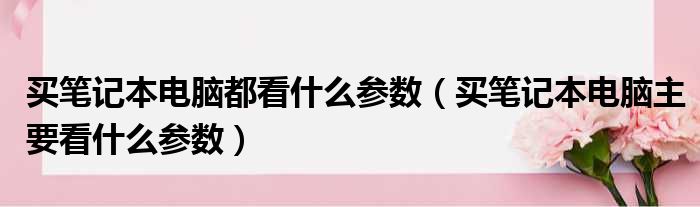 买笔记本电脑都看什么参数（买笔记本电脑主要看什么参数）