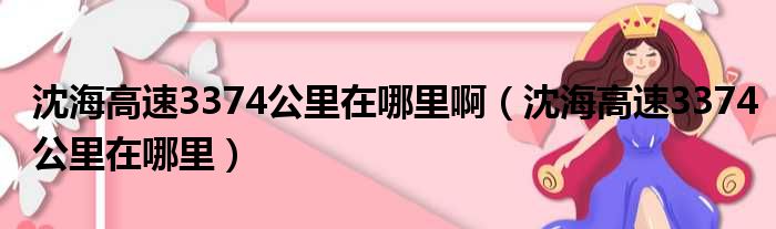 沈海高速3374公里在哪里啊（沈海高速3374公里在哪里）