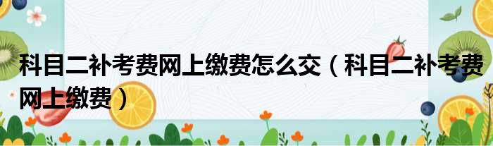 科目二补考费网上缴费怎么交（科目二补考费网上缴费）