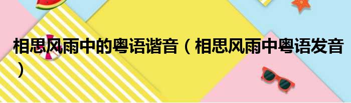 相思风雨中的粤语谐音（相思风雨中粤语发音）