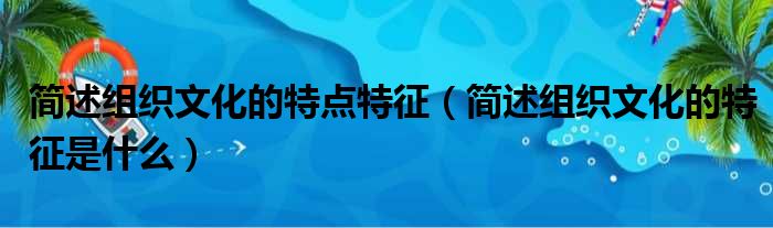 简述组织文化的特点特征（简述组织文化的特征是什么）