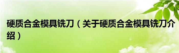  硬质合金模具铣刀（关于硬质合金模具铣刀介绍）