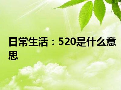 日常生活：520是什么意思